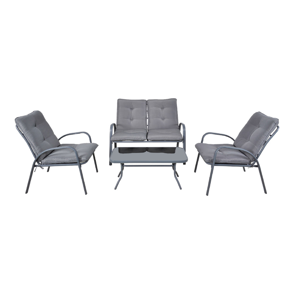 Porto 4 Seater Outdoor Garden Furniture Set | 4 Pieces, Grey