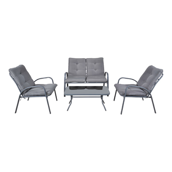 Porto 4 Seater Outdoor Garden Furniture Set | 4 Pieces, Grey