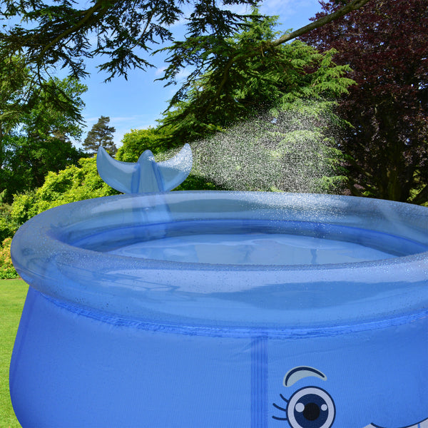 3D Blue Whale Inflatable Kids Paddling Pool | Spray Feature, 175 x 62cm