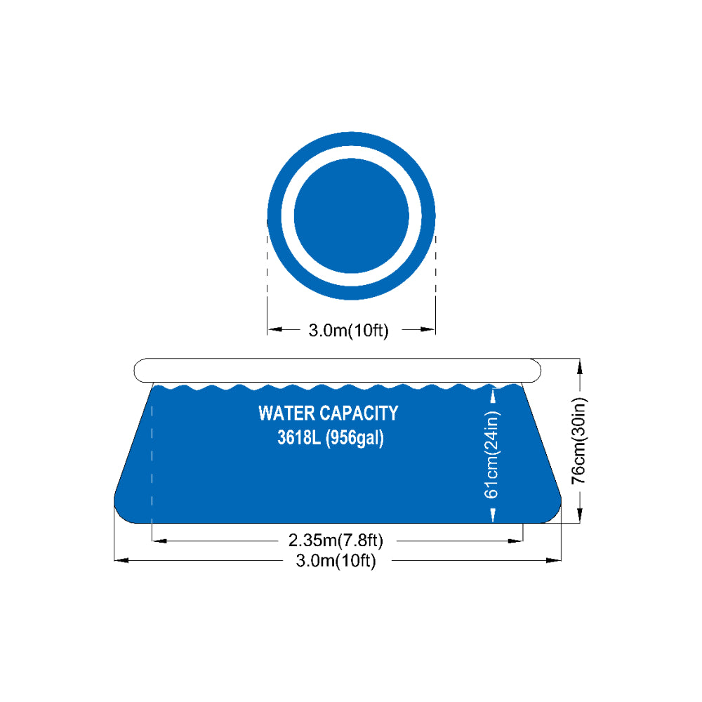 Blue Round Inflatable Prompt Set Swimming Pool | 366 x 76cm