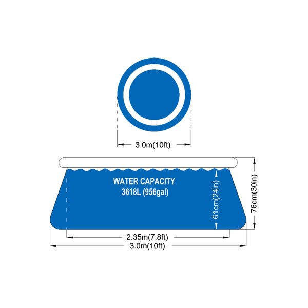 Blue Round Inflatable Prompt Set Swimming Pool | 366 x 76cm