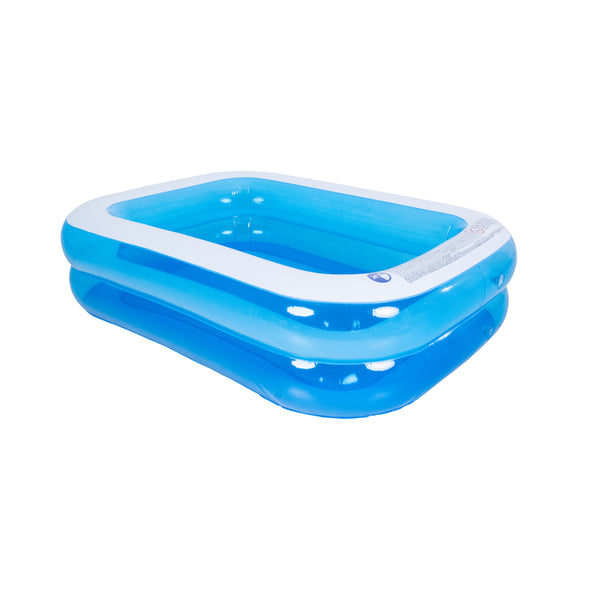 Blue Rectangular Inflatable Paddling Pool | 200 x 150cm, Dual Ring