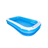 Blue Rectangular Inflatable Family Pool | 305 x 183cm, Cushioned Sidewalls