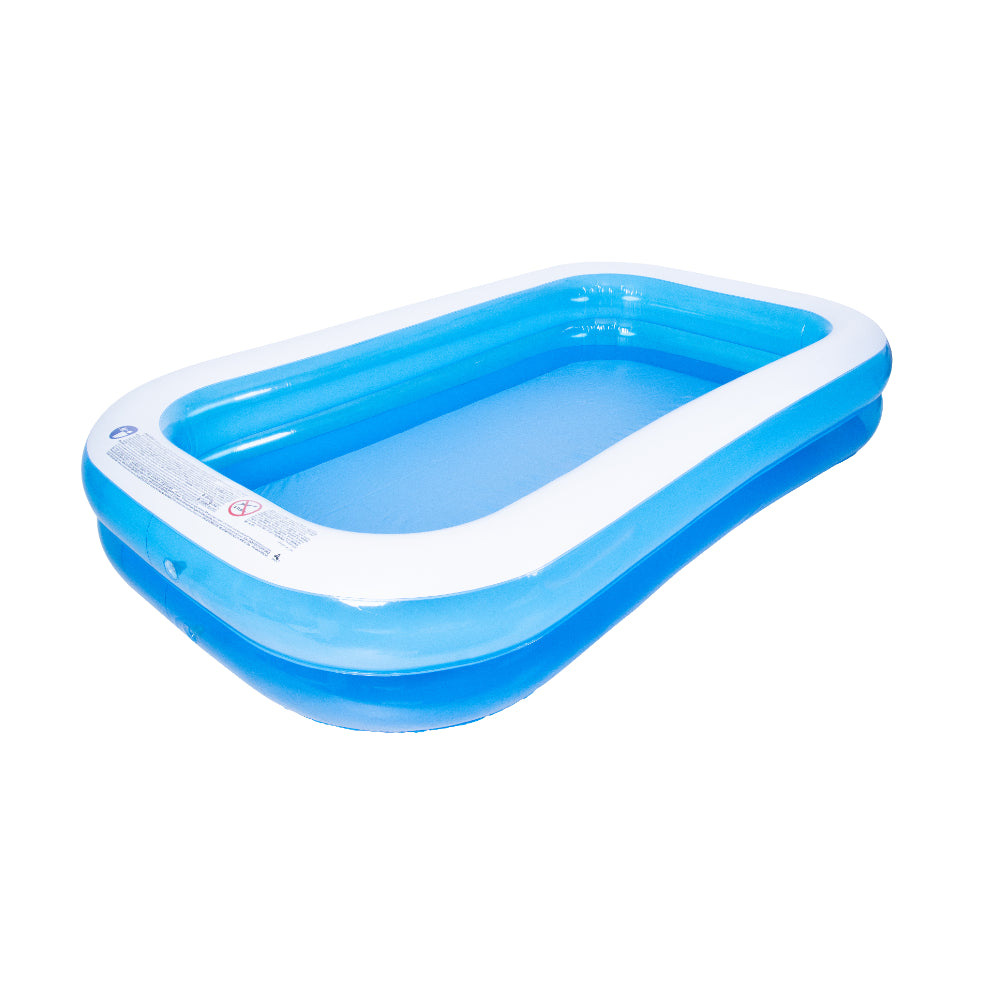 Blue Rectangular Inflatable Family Pool | 305 x 183cm, Cushioned Sidewalls
