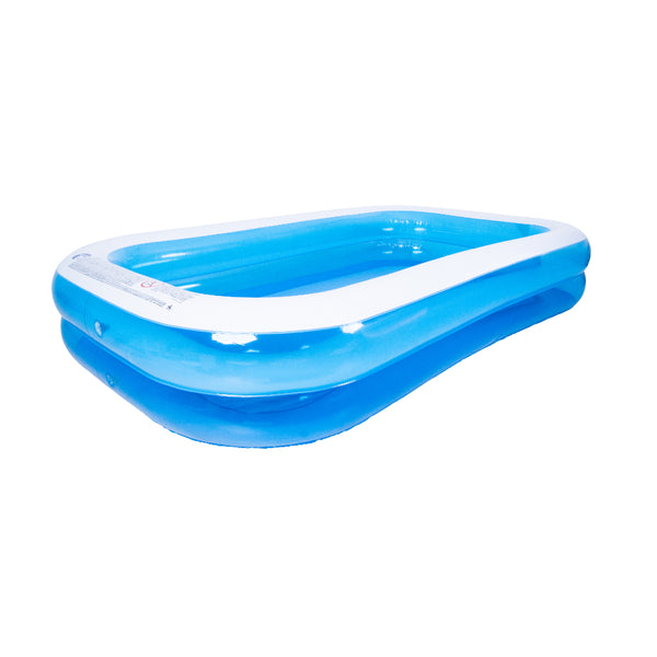 Blue Rectangular Inflatable Family Pool | 305 x 183cm, Cushioned Sidewalls