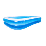 Blue Rectangular Inflatable Family Pool | 305 x 183cm, Cushioned Sidewalls