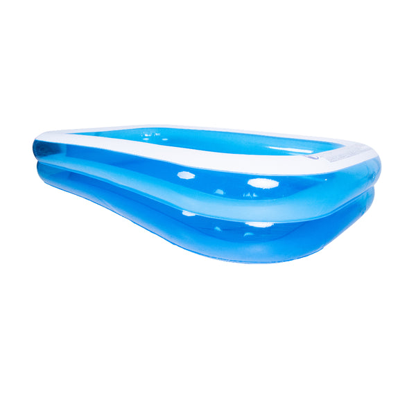 Blue Rectangular Inflatable Family Pool | 305 x 183cm, Cushioned Sidewalls