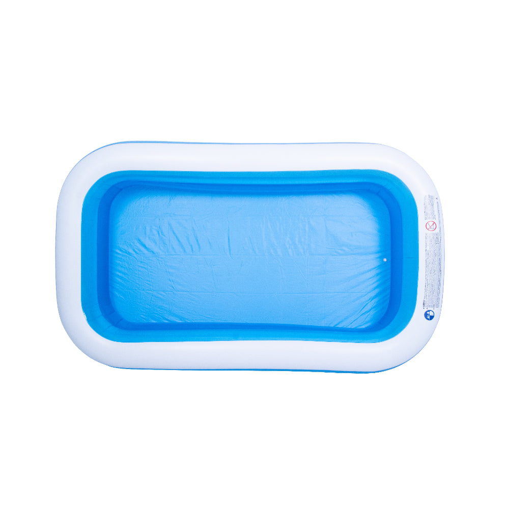 Blue Rectangular Inflatable Family Pool | 305 x 183cm, Cushioned Sidewalls