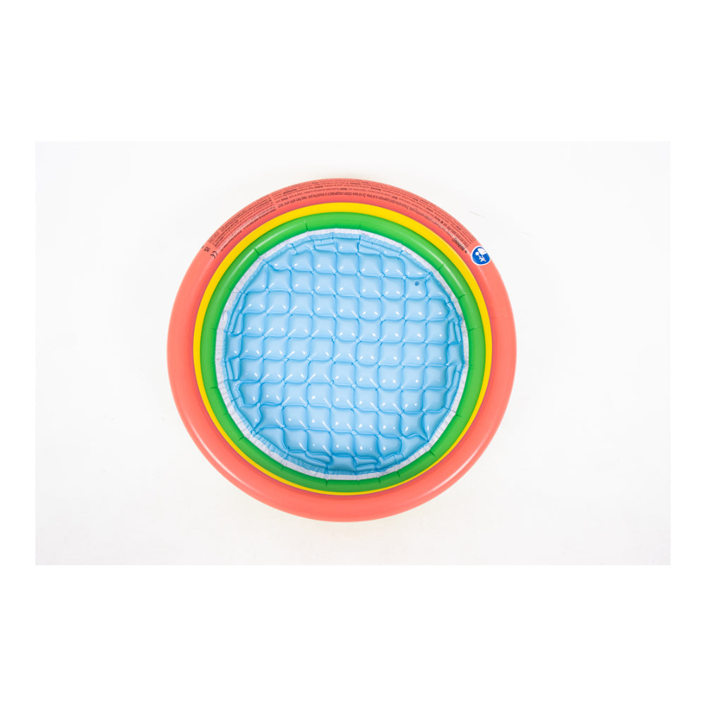 Colourful 3-Ring Inflatable Paddling Pool | Multicolour, Cushioned Base