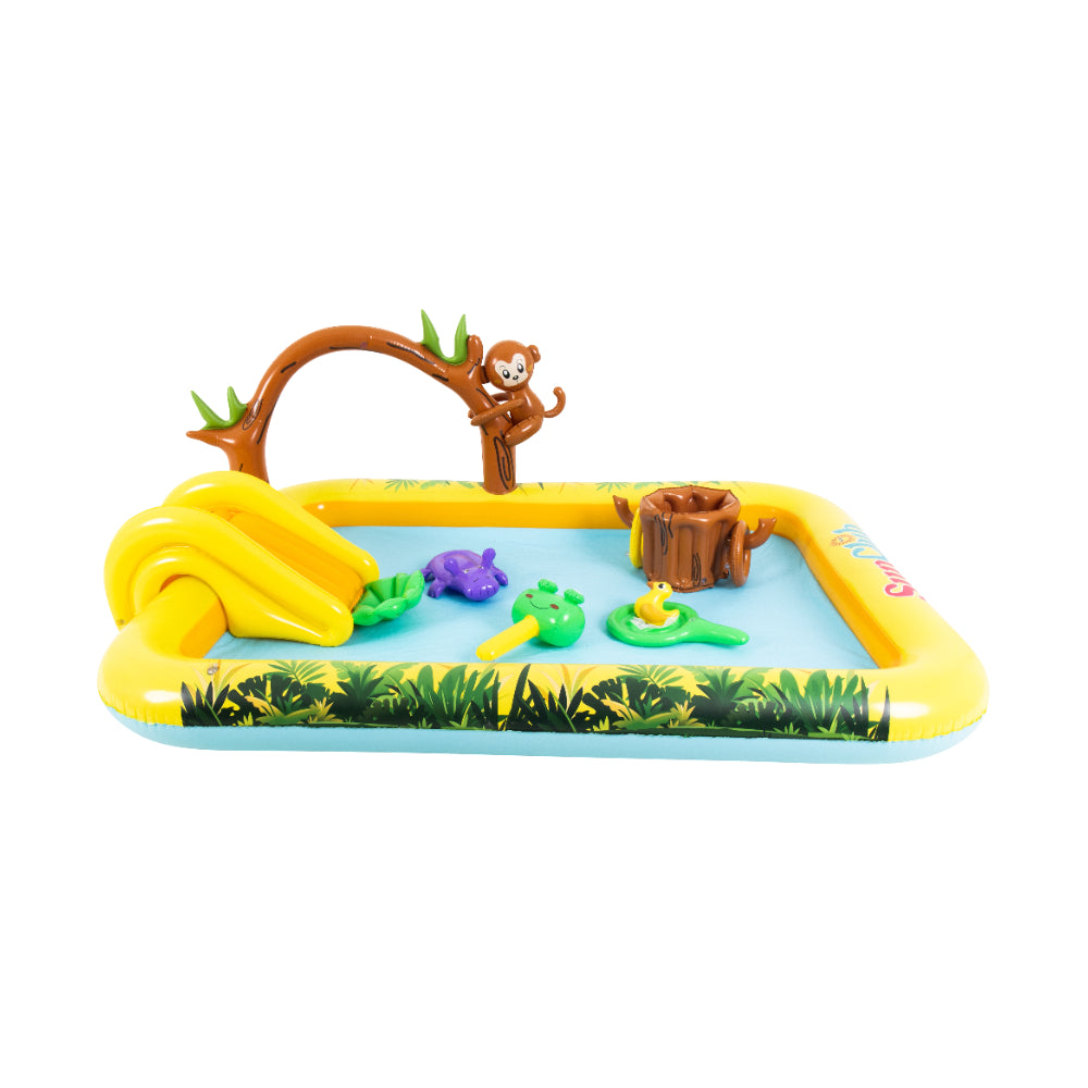 Jungle Animal Inflatable Spray Pool with Slide | 214cm, Multicolour