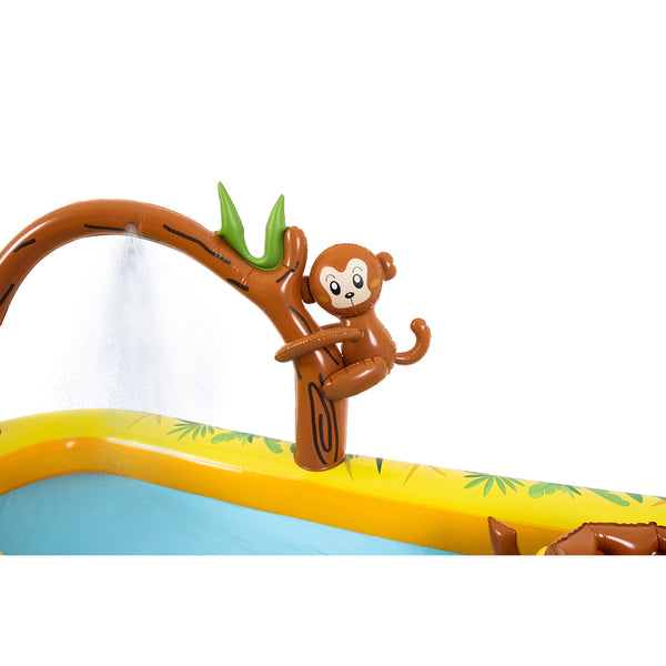Jungle Animal Inflatable Spray Pool with Slide | 214cm, Multicolour
