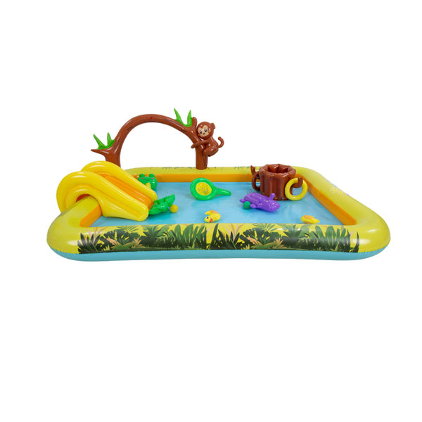 Jungle Animal Inflatable Spray Pool with Slide | 214cm, Multicolour