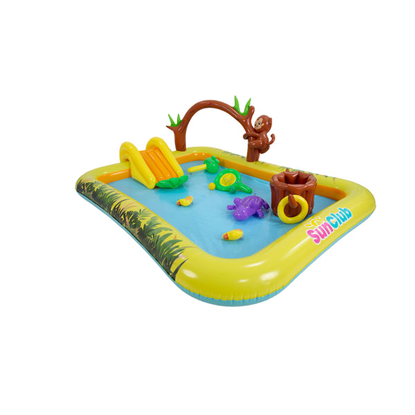 Jungle Animal Inflatable Spray Pool with Slide | 214cm, Multicolour