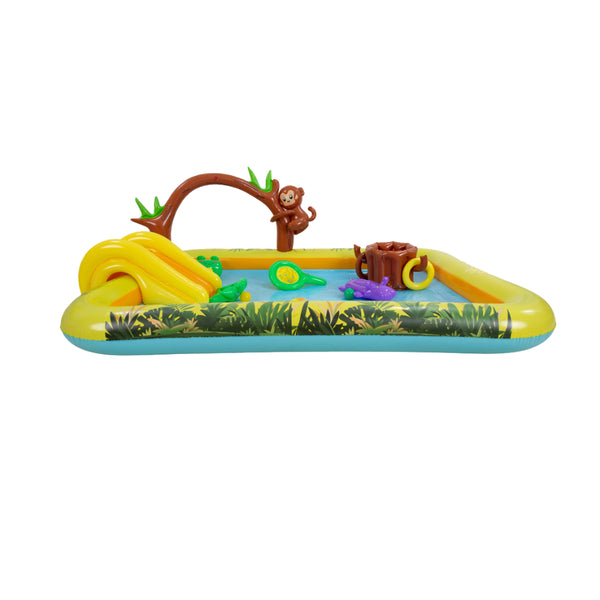 Jungle Animal Inflatable Spray Pool with Slide | 214cm, Multicolour