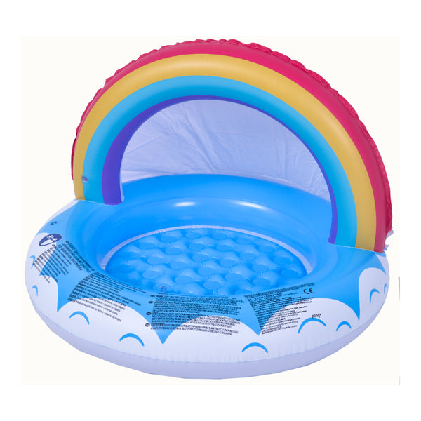 Rainbow Baby Inflatable Pool Float | Built-In Canopy, Cushioned Seat