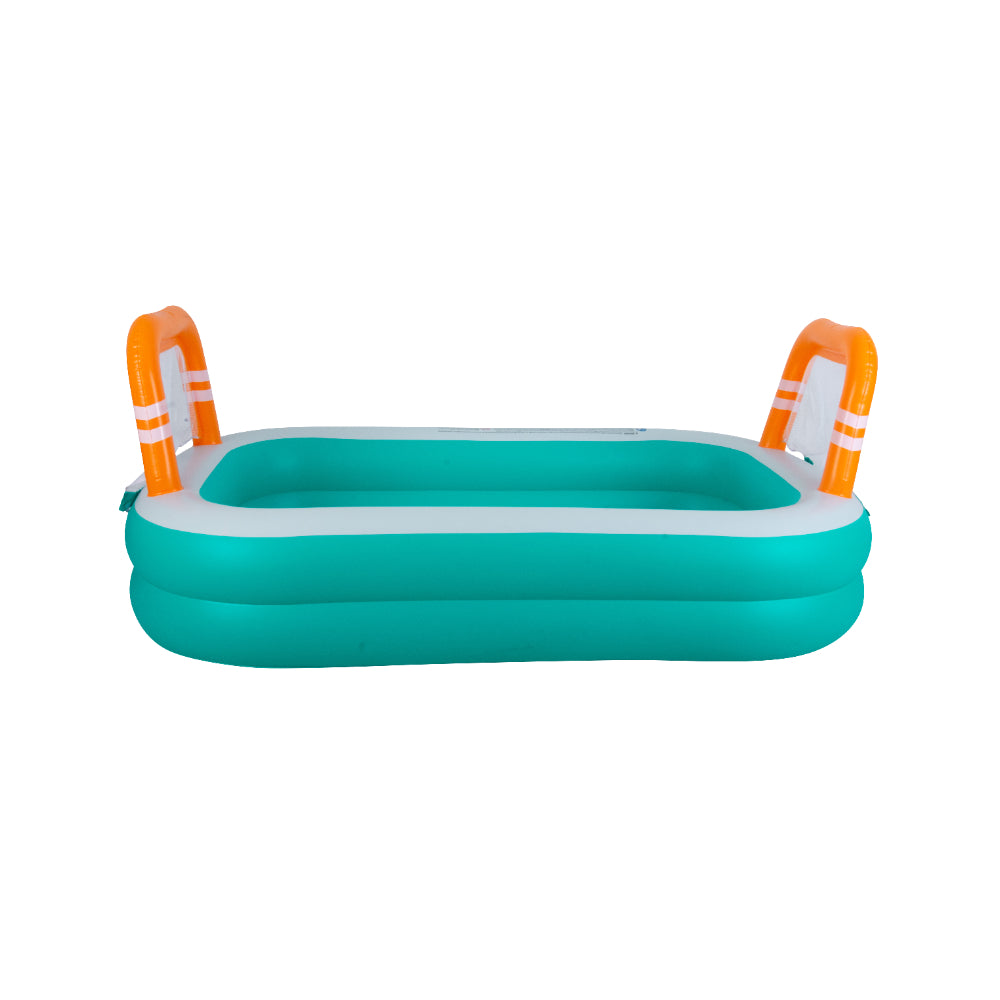 Rectangular Inflatable Pool with Football Goals | 258cm, Teal and Orange