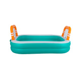 Rectangular Inflatable Pool with Football Goals | 258cm, Teal and Orange