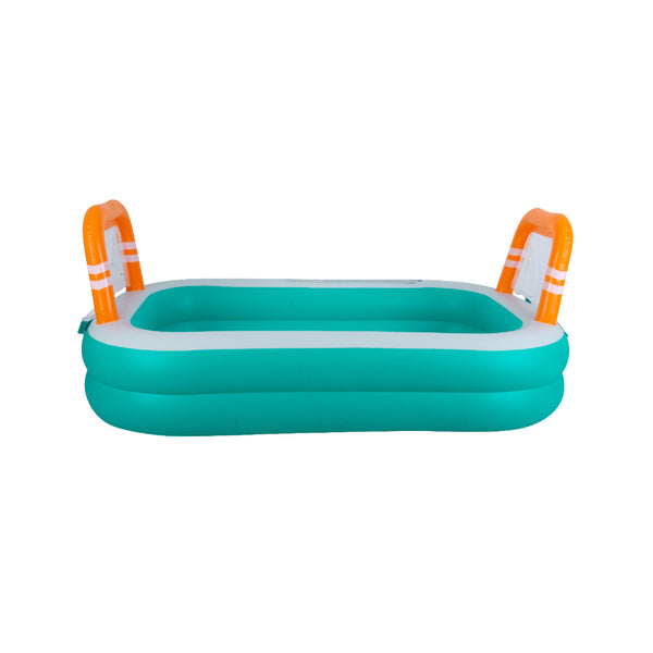 Rectangular Inflatable Pool with Football Goals | 258cm, Teal and Orange