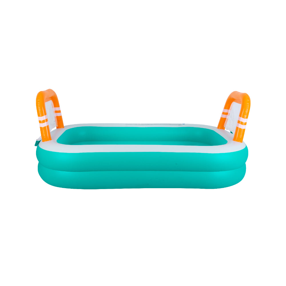 Rectangular Inflatable Pool with Football Goals | 258cm, Teal and Orange