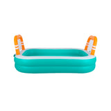 Rectangular Inflatable Pool with Football Goals | 258cm, Teal and Orange