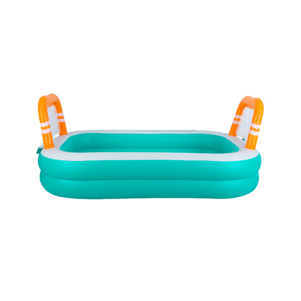 Rectangular Inflatable Pool with Football Goals | 258cm, Teal and Orange