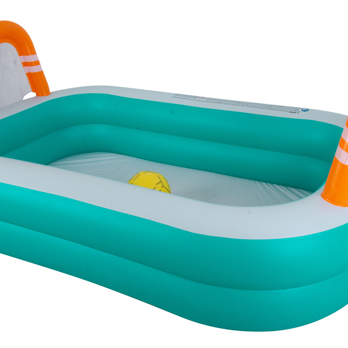 Rectangular Inflatable Pool with Football Goals | 258cm, Teal and Orange