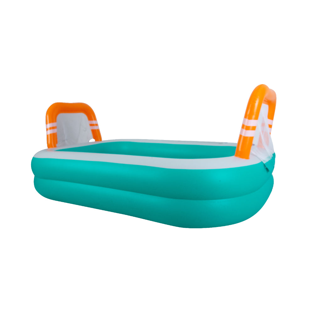 Rectangular Inflatable Pool with Football Goals | 258cm, Teal and Orange