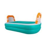 Rectangular Inflatable Pool with Football Goals | 258cm, Teal and Orange
