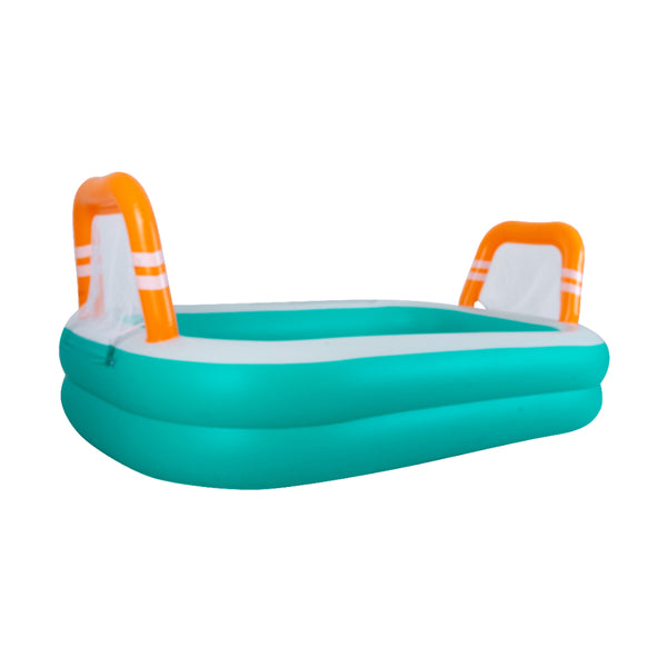Rectangular Inflatable Pool with Football Goals | 258cm, Teal and Orange