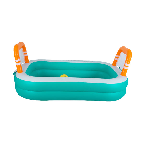 Rectangular Inflatable Pool with Football Goals | 258cm, Teal and Orange