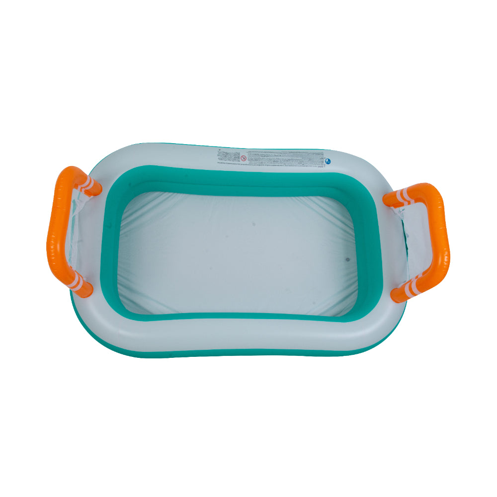 Rectangular Inflatable Pool with Football Goals | 258cm, Teal and Orange