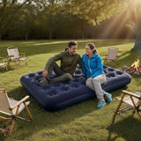 Double Navy Blue Cloudcoil Flocked Air Mattress | Raised Inflatable Bed
