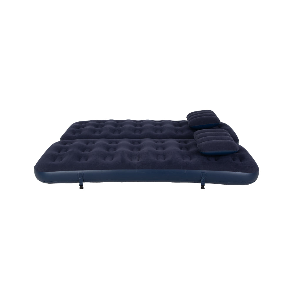 Navy Blue Flocked Air Mattress with Built-In Pillow | Double Width