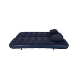 Navy Blue Flocked Air Mattress with Built-In Pillow | Double Width