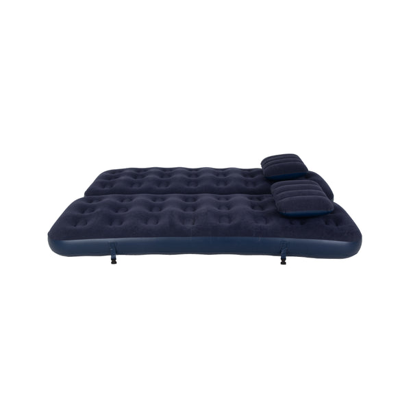 Navy Blue Flocked Air Mattress with Built-In Pillow | Double Width