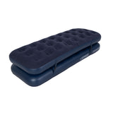 Navy Blue Flocked Air Mattress with Built-In Pillow | Double Width
