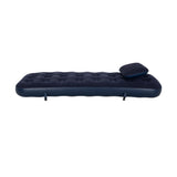 Navy Blue Flocked Air Mattress with Built-In Pillow | Double Width