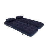 Navy Blue Flocked Air Mattress with Built-In Pillow | Double Width