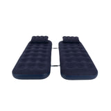 Navy Blue Flocked Air Mattress with Built-In Pillow | Double Width