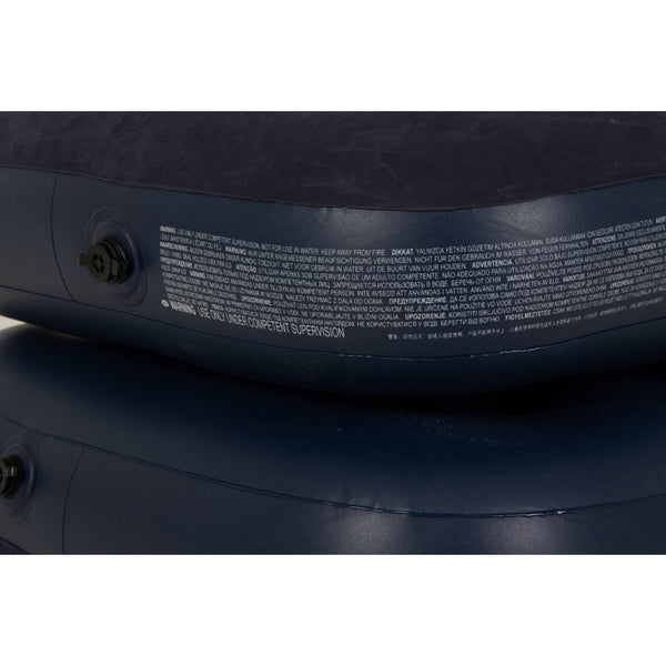 Navy Blue Flocked Air Mattress with Built-In Pillow | Double Width
