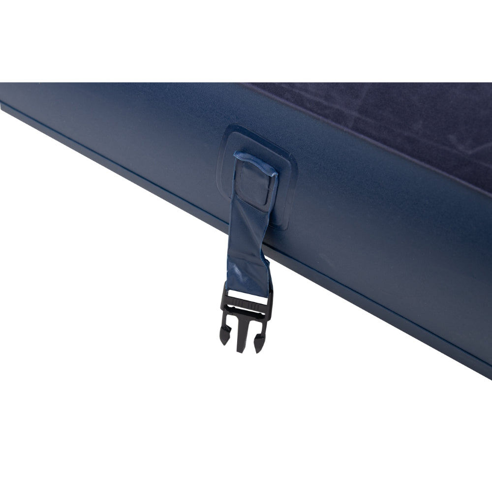 Navy Blue Flocked Air Mattress with Built-In Pillow | Double Width