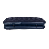 Navy Blue Flocked Air Mattress with Built-In Pillow | Double Width