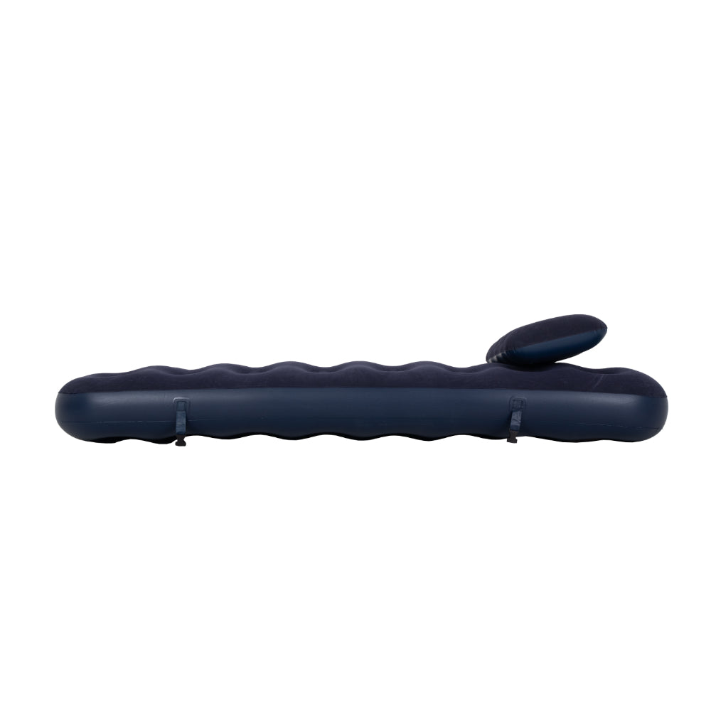 Navy Blue Flocked Air Mattress with Built-In Pillow | Double Width