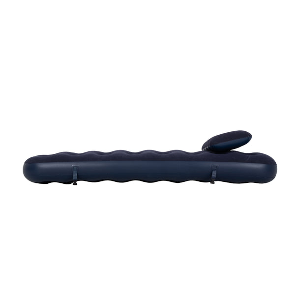 Navy Blue Flocked Air Mattress with Built-In Pillow | Double Width
