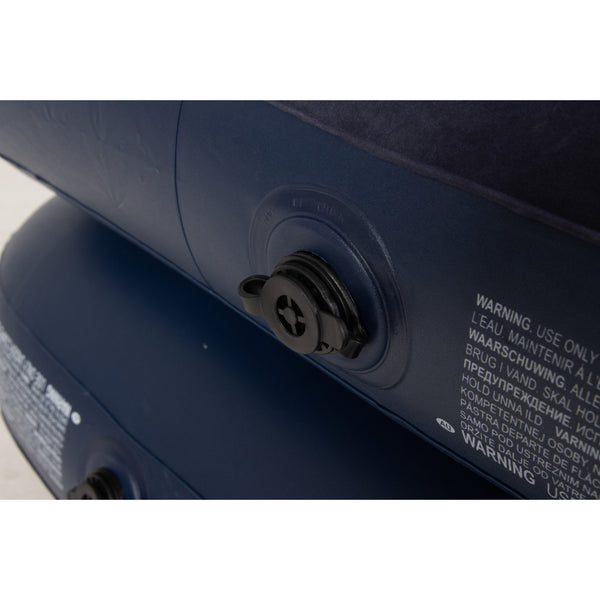 Navy Blue Flocked Air Mattress with Built-In Pillow | Double Width