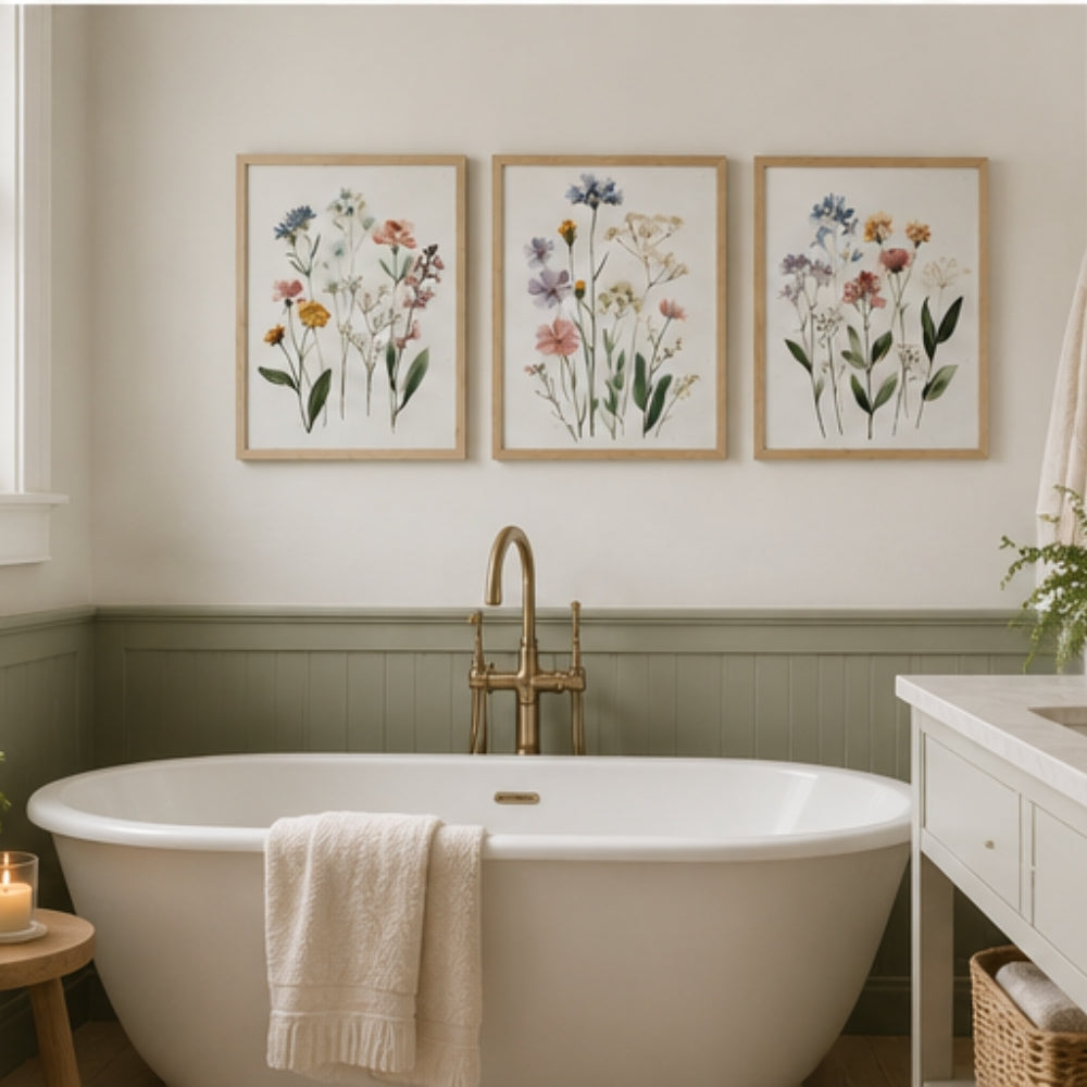 Wildflower Framed Botanical Wall Art - 3 Designs - 28 x 35cm