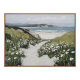Beach Walk Coastal Landscape Framed Canvas Wall Art | 60 x 80cm