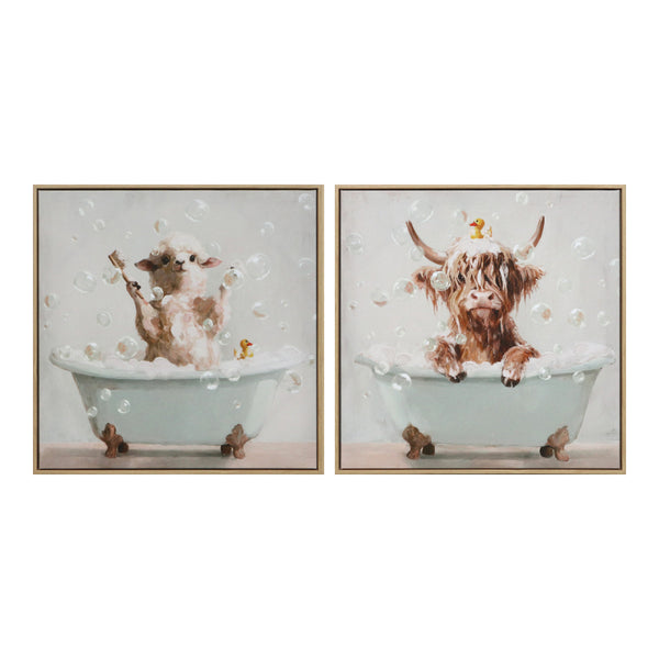 Assorted Animal Bubble Bath Framed Canvas Wall Art | 50 x 50cm