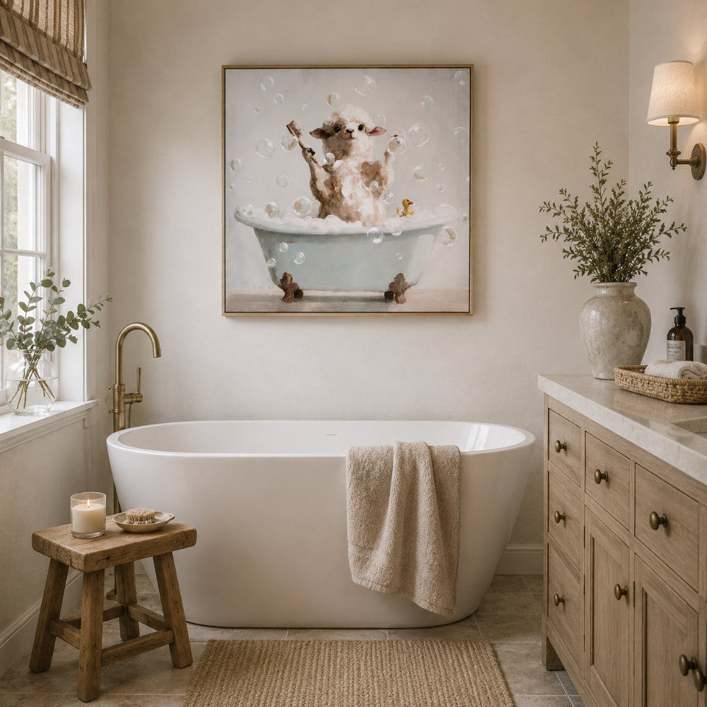Animal Bubble Bath Canvas Wall Art - 50 x 50cm