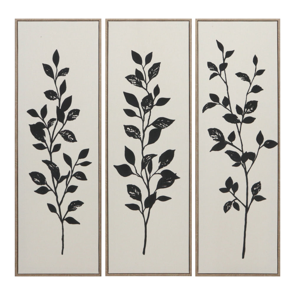 Tall Black Leaf Framed Canvas Wall Art | Assorted Designs, 90 x 30